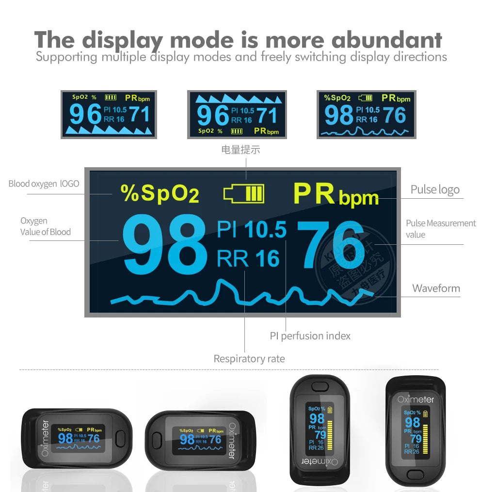 KIUZOU Finger Pulse Oximeter – OLED Blood Oxygen & Heart Rate Monitor - Image 3