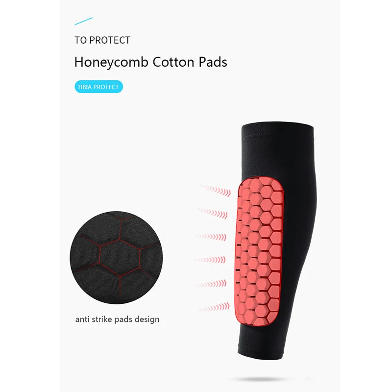 1PC Shockproof Honeycomb Leg Sleeve – Shin Guard & Support Sock for Sports - Image 2