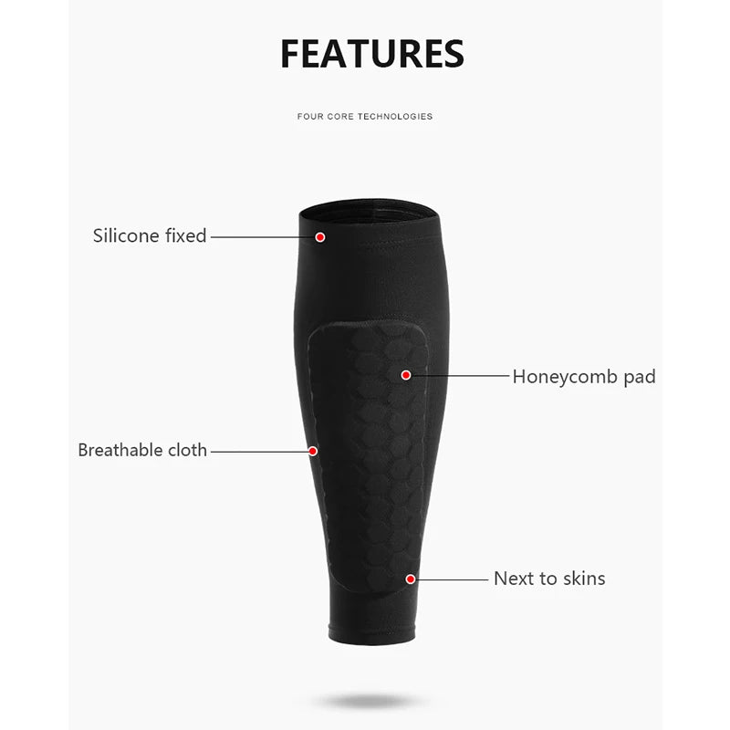 1PC Shockproof Honeycomb Leg Sleeve – Shin Guard & Support Sock for Sports - Image 4