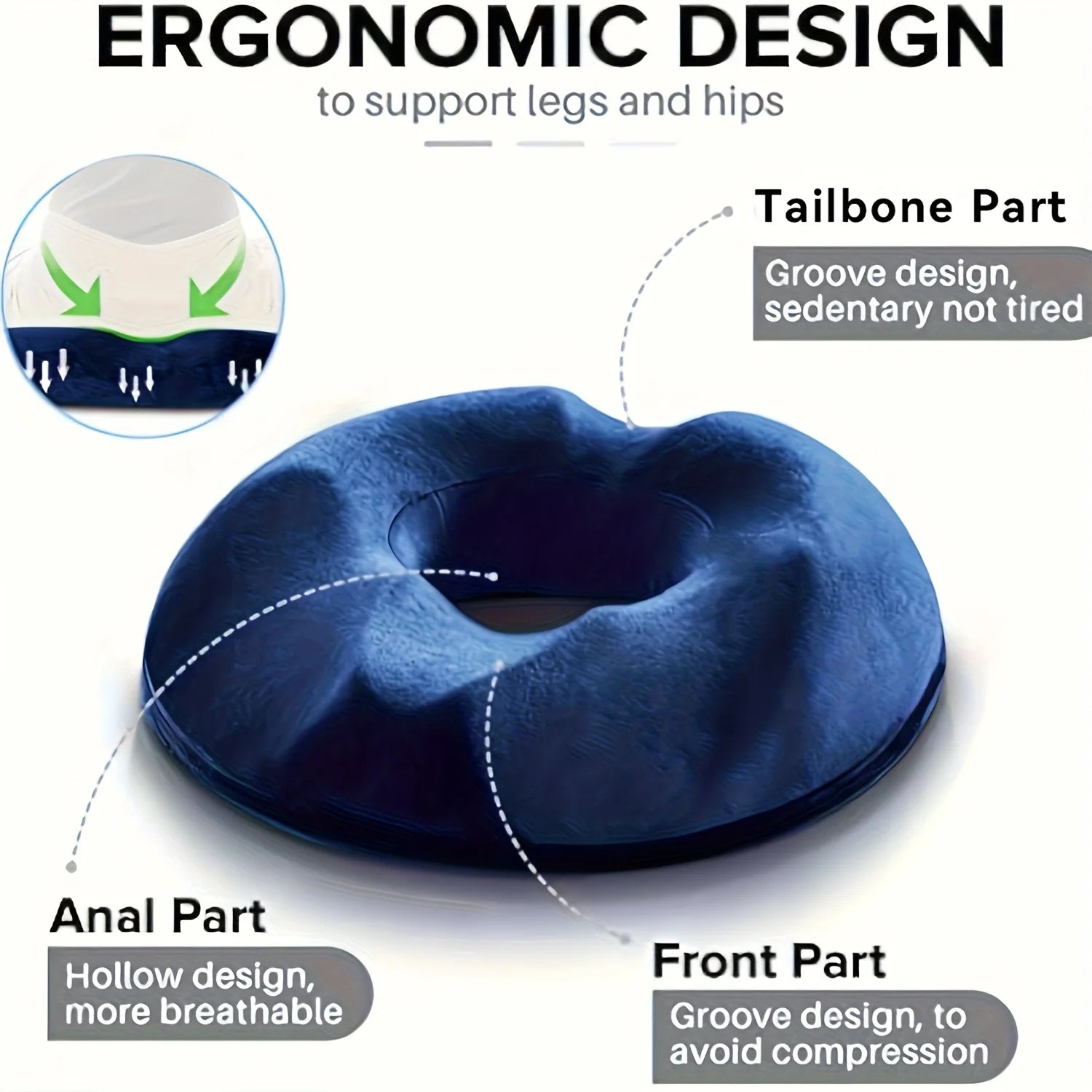 Orthopedic Donut Pillow – Memory Foam Coccyx & Hemorrhoid Seat Cushion - Image 4