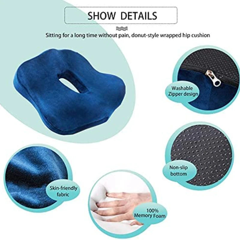 Memory Foam Seat Cushion – Orthopedic Coccyx Pillow for Car, Office & Home - Image 2