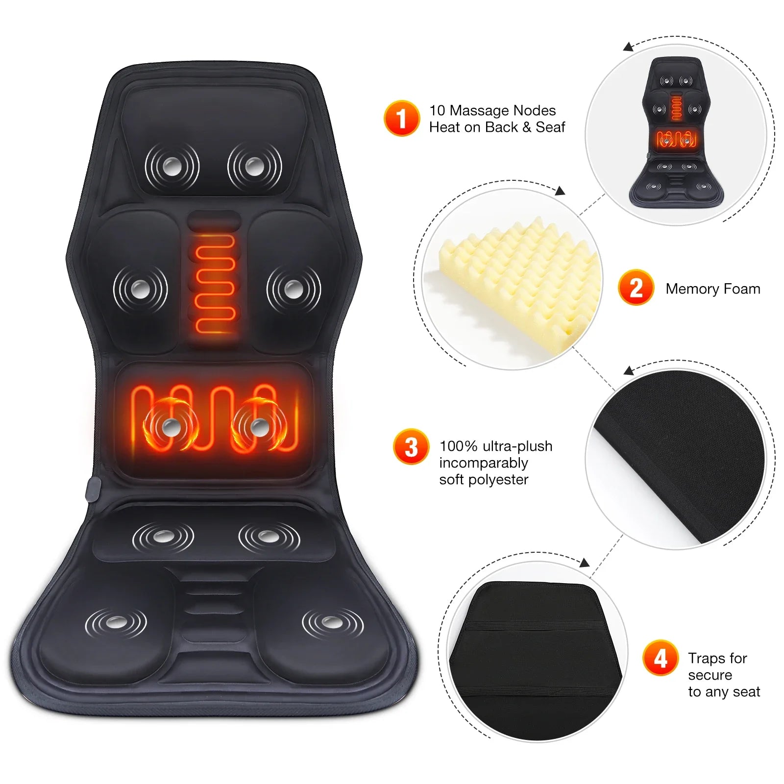 Electric Back Massager Cushion – Infrared Heating Full-Body Massage Chair Pad for Car, Home & Office - Image 5