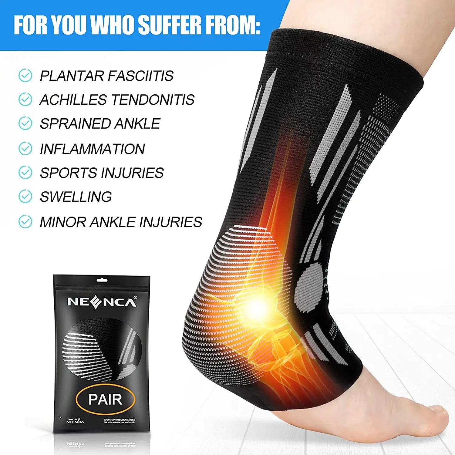 Ankle Brace Compression Sleeve – Support for Achilles Tendonitis & Plantar Fasciitis - Image 3