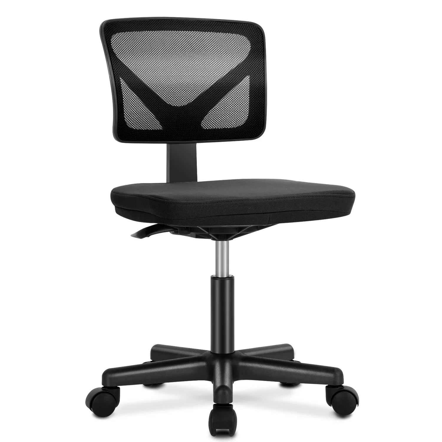 JHK Mesh Armless Office Chair – Low Back with Lumbar Support & Swivel Wheels - Image 7