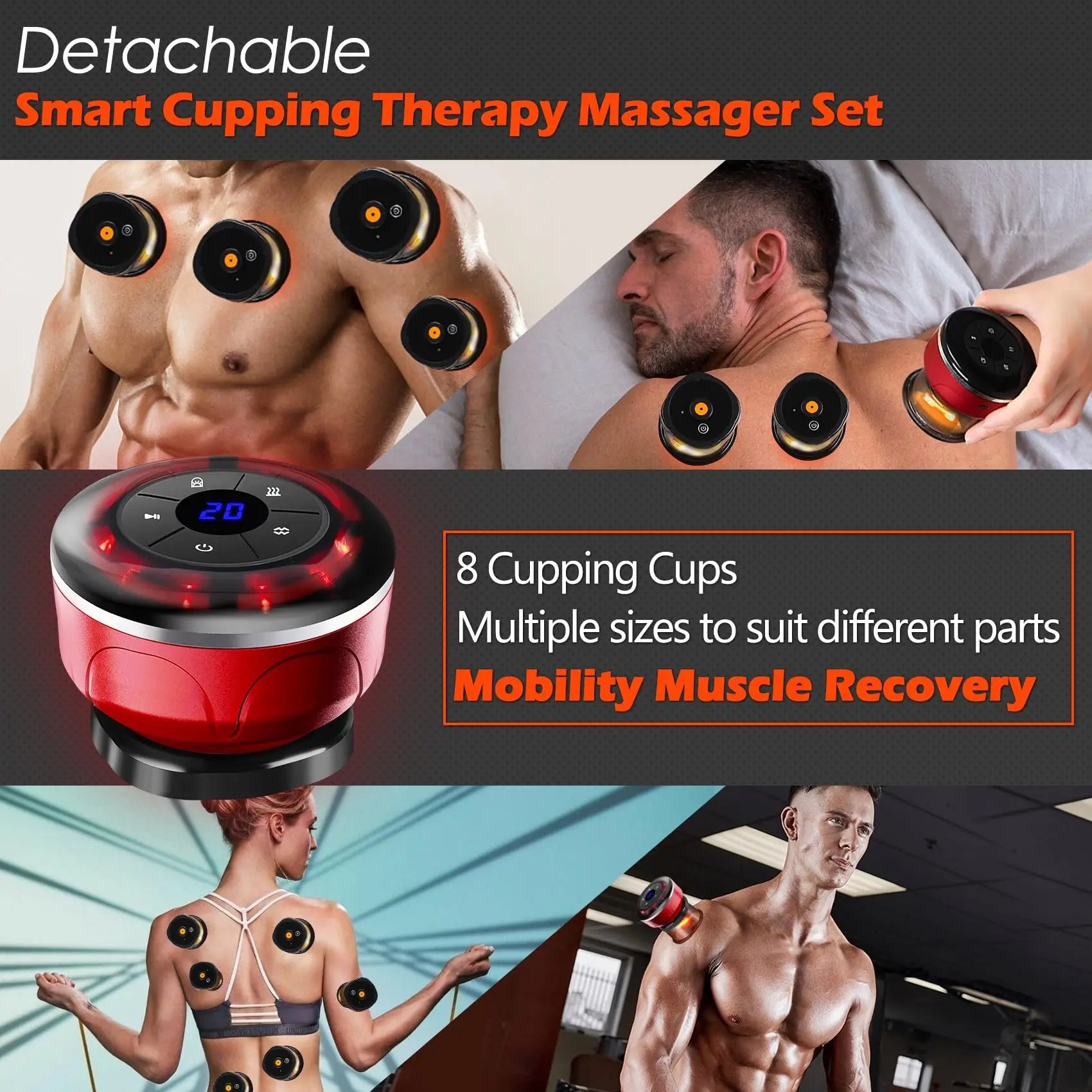 8-Cup Electric Cupping Massager – Gua Sha, Vacuum Suction & EMS Therapy for Anti-Cellulite & Body Slimming - Image 3
