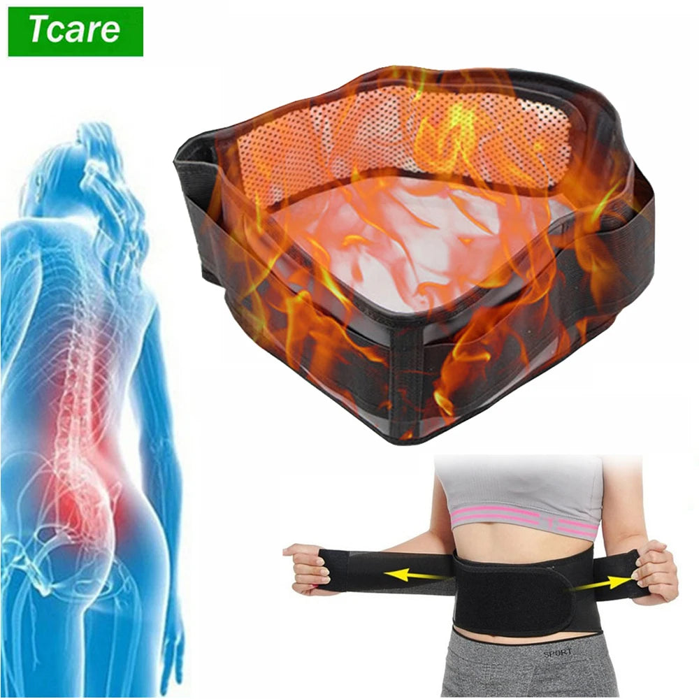 Tcare Tourmaline Self-Heating Back Support Belt – Adjustable Magnetic Therapy Waist Brace