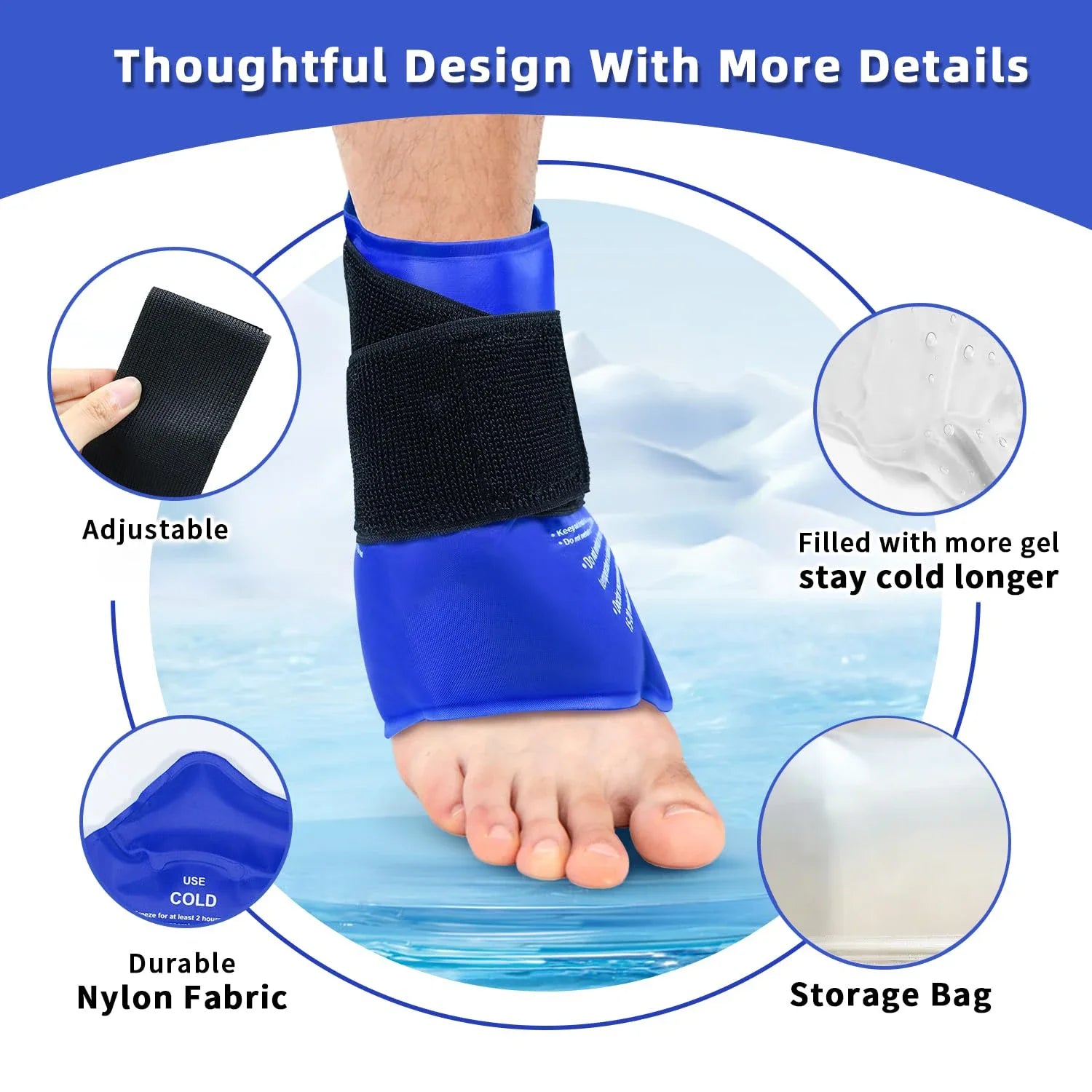 Ankle Brace Ice Pack Wrap – Reusable Hot & Cold Therapy Gel Support for Pain Relief & Sprains - Image 2