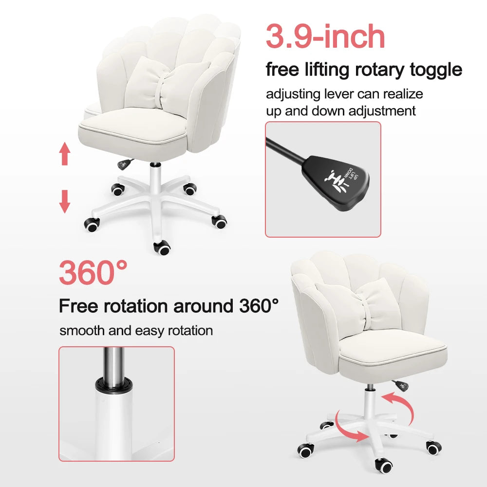 Cute Petal Velvet Desk Chair – Butterfly Design with Bow Cushion - Image 3