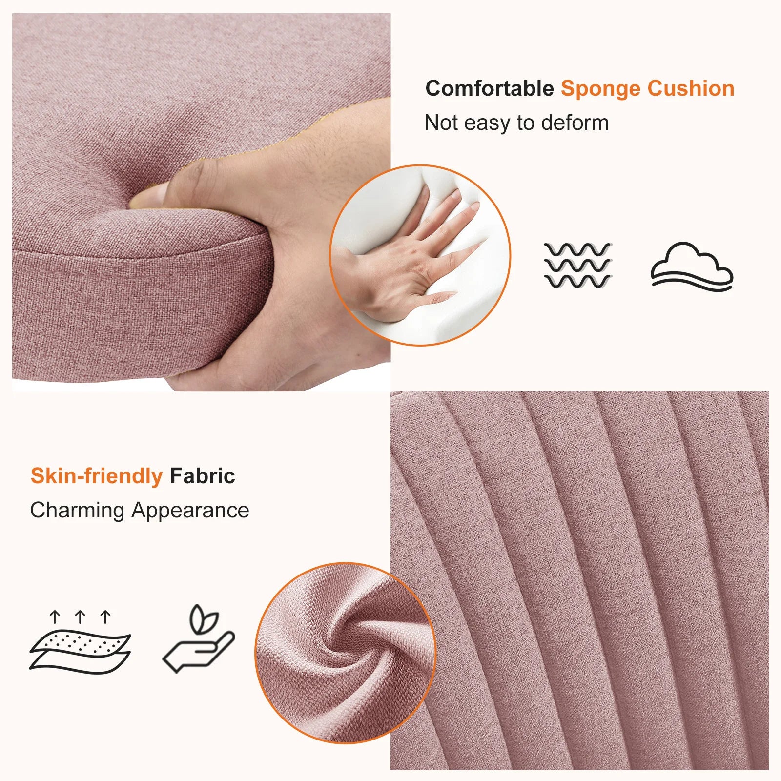 JHK Armless Small Desk Office Chair – Cute Swivel Vanity Chair with Backrest & Wheels - Image 5