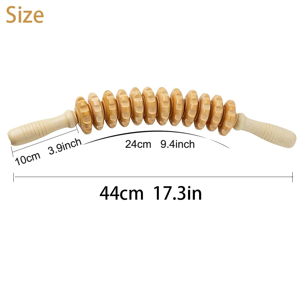 12-Wheel Wood Therapy Roller Stick – Curved Maderoterapia Colombiana Massager for Lymphatic Drainage - Image 2