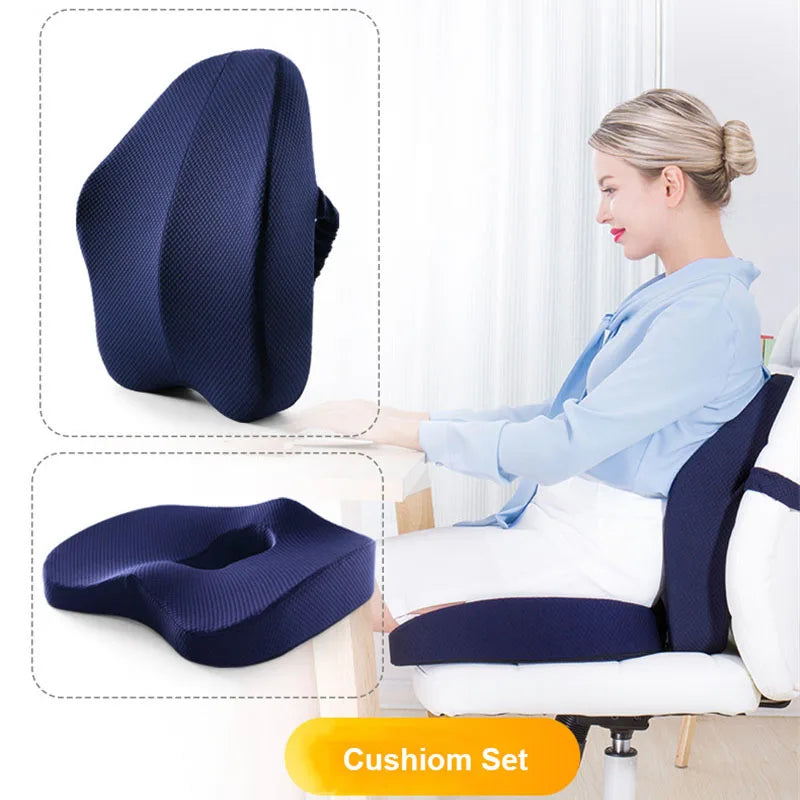 Memory Foam Seat Cushion Set – Orthopedic Support for Coccyx, Lumbar & Hemorrhoid Relief - Image 2