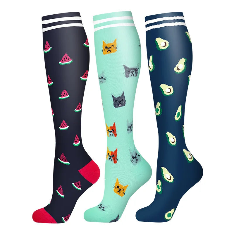 3 Pairs/Pack Compression Socks – 30mmHg Knee-High Support for Men & Women (58 Styles) - Image 14