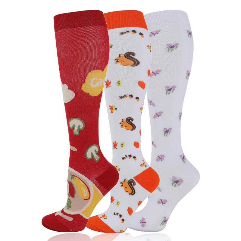 3 Pairs/Pack Compression Socks – 30mmHg Knee-High Support for Men & Women (58 Styles) - Image 57