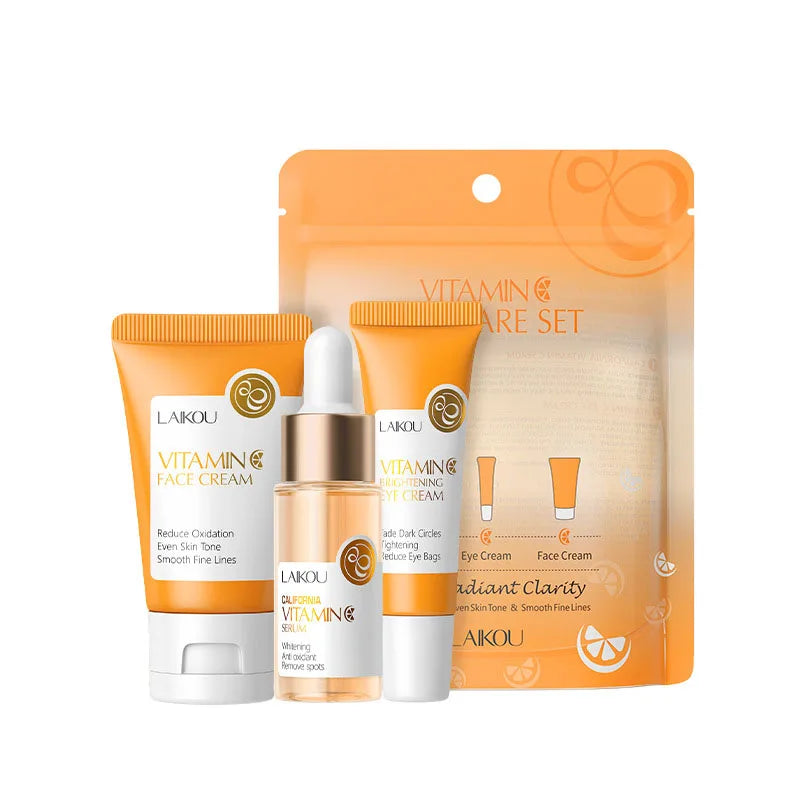 3pcs/set LAIKOU Vitamin C 24K Golden Sakura Skin Care Set – Face Cream, Serum & Eye Cream - Image 7
