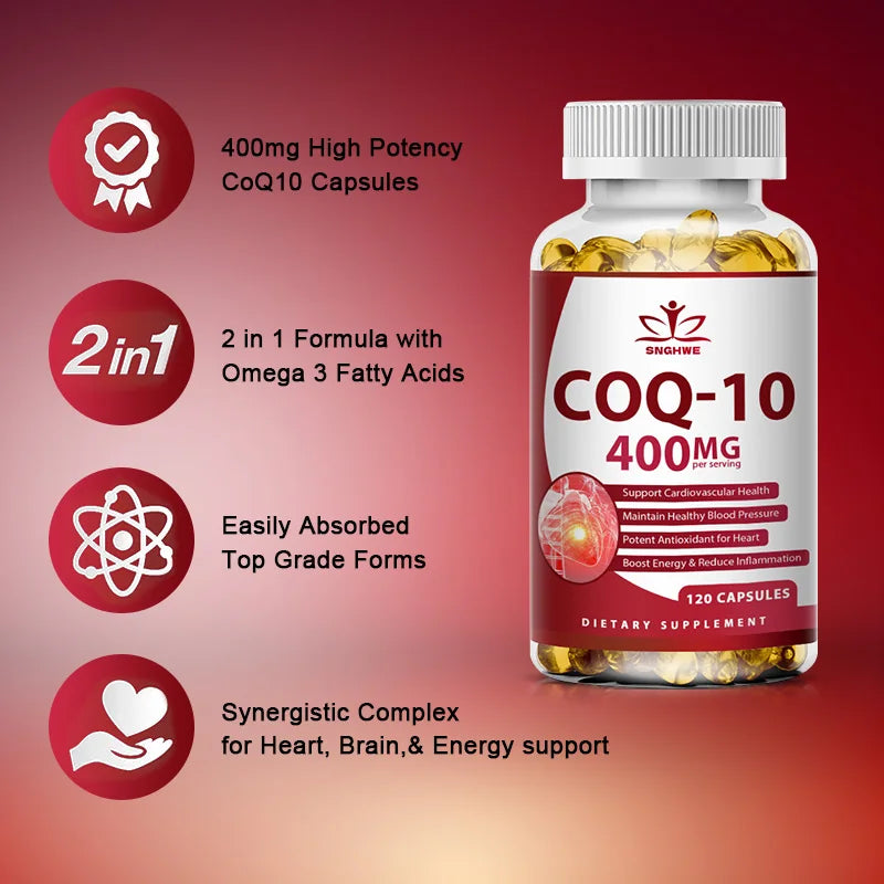 120PCS Coenzyme Q10 Capsules – High Absorption COQ10 for Energy & Heart Health - Image 5
