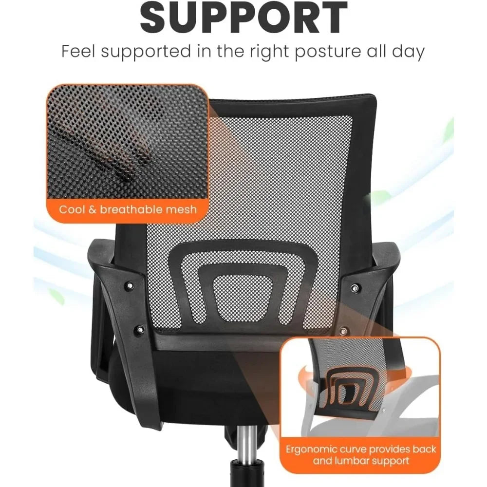 Ergonomic Mid-Back Mesh Office Chair – Adjustable Swivel Desk Chair with Lumbar Support - Image 4