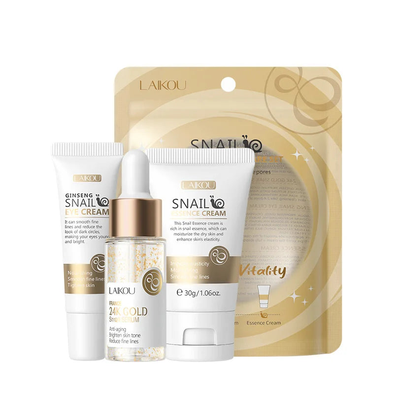 3pcs/set LAIKOU Vitamin C 24K Golden Sakura Skin Care Set – Face Cream, Serum & Eye Cream - Image 9