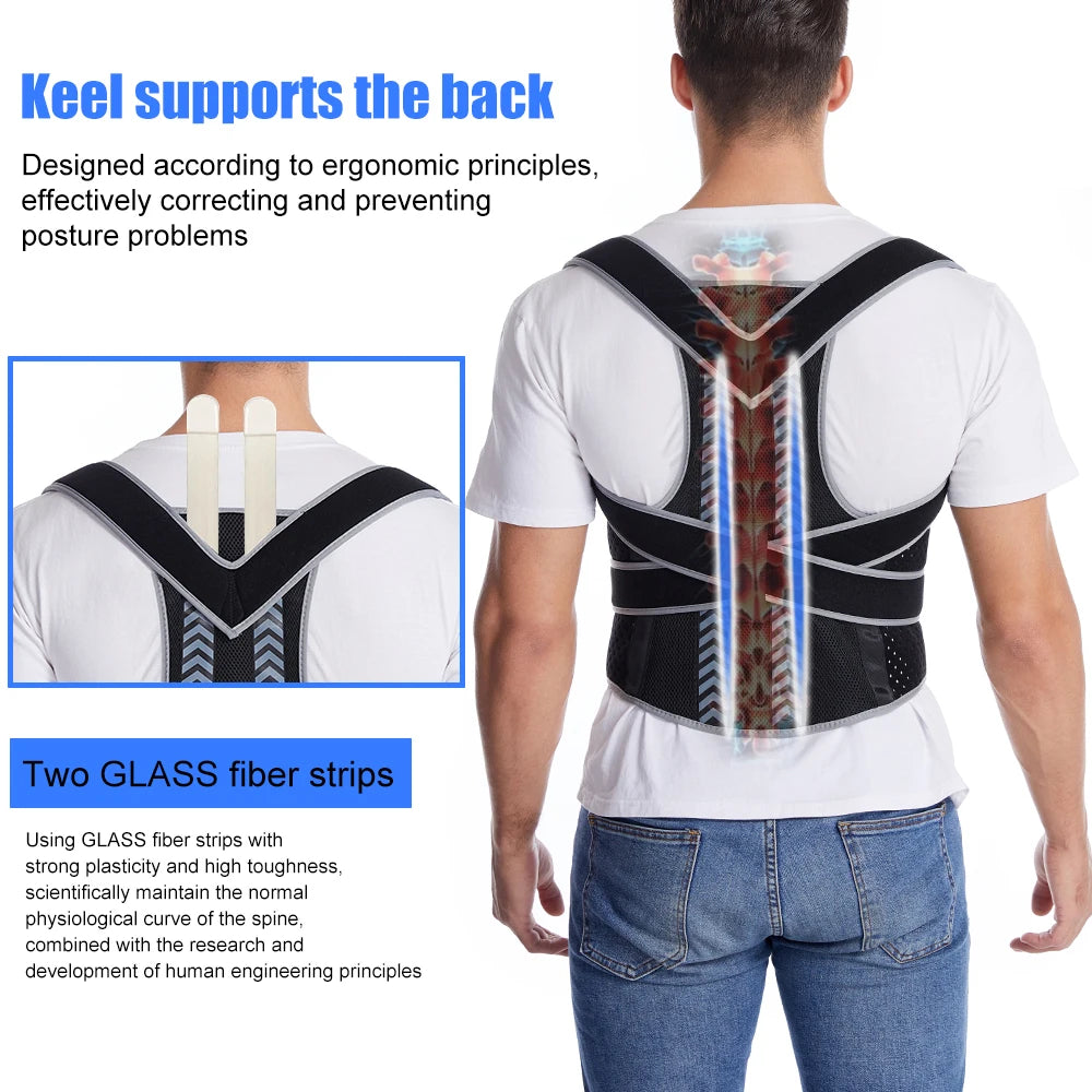 Straight Back Posture Corrector – Adjustable Shoulder & Lumbar Support Brace with Spine Plate - Image 3