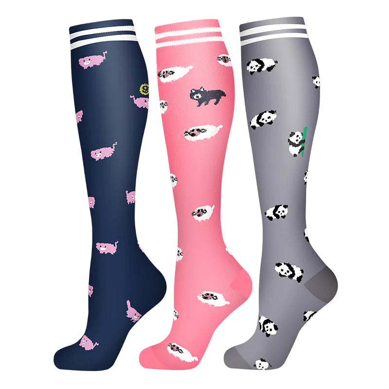 3 Pairs/Pack Compression Socks – 30mmHg Knee-High Support for Men & Women (58 Styles) - Image 39