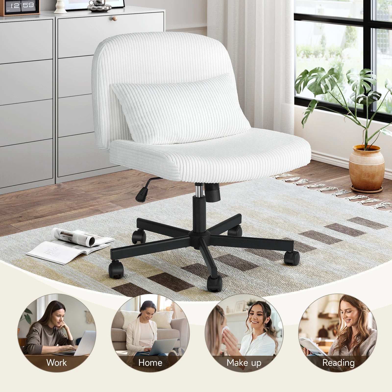 Cross-Leg Massage Office Chair – Mid-Back Adjustable Chair with Double-Layer Cushion - Image 4