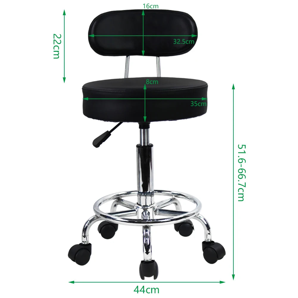 KKTONER PU Leather Rolling Stool – Mid-Back Swivel Task Chair with Footrest - Image 2