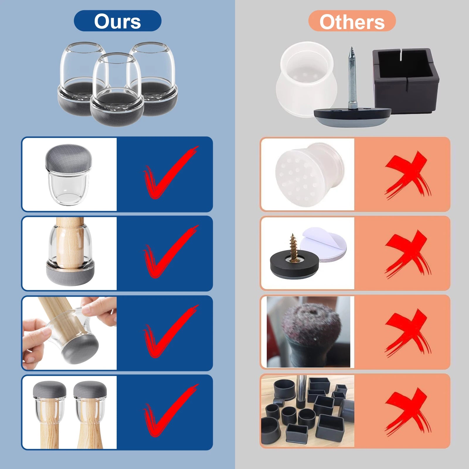 16PCS Round Chair Leg Floor Protectors – Graphene Nylon Bottom Pads for Smooth, Hair-Free Gliding - Image 5