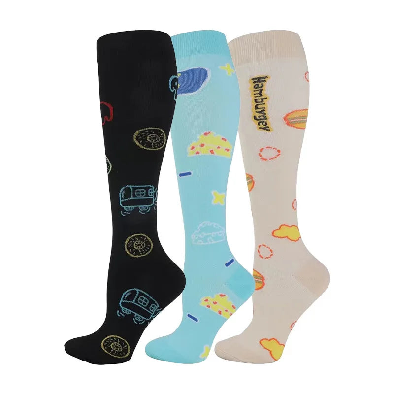 3 Pairs/Pack Compression Socks – 30mmHg Knee-High Support for Men & Women (58 Styles) - Image 31