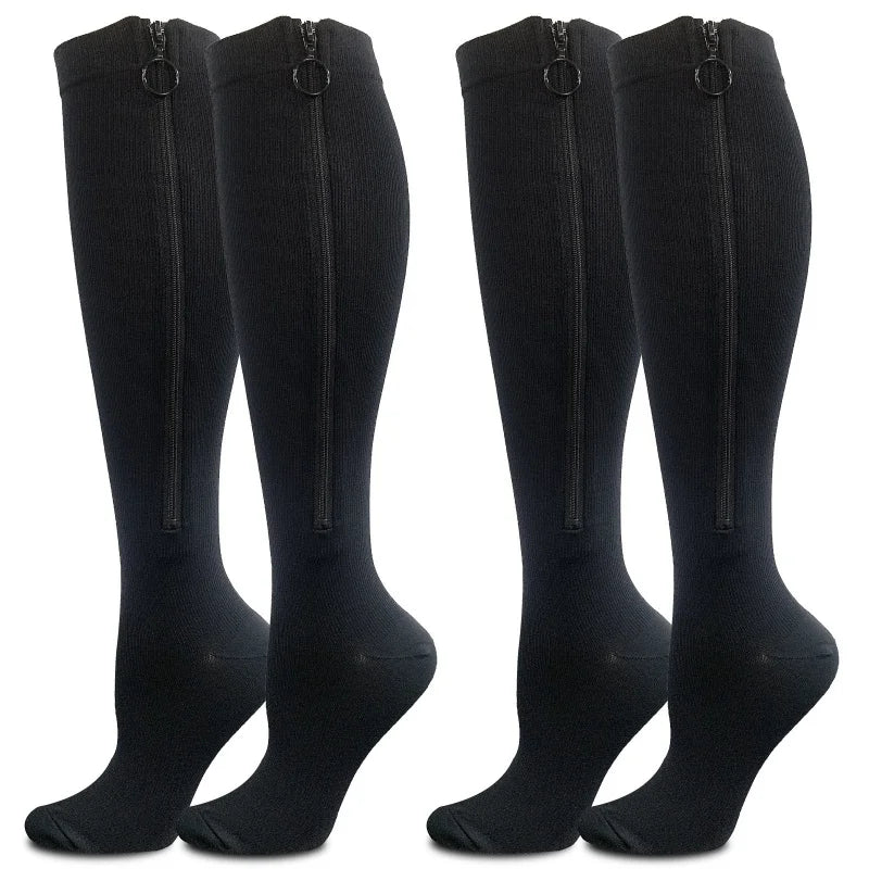 Zippered Compression Stockings – Long Cycling & Sports Leg Support Socks for Women - Image 6