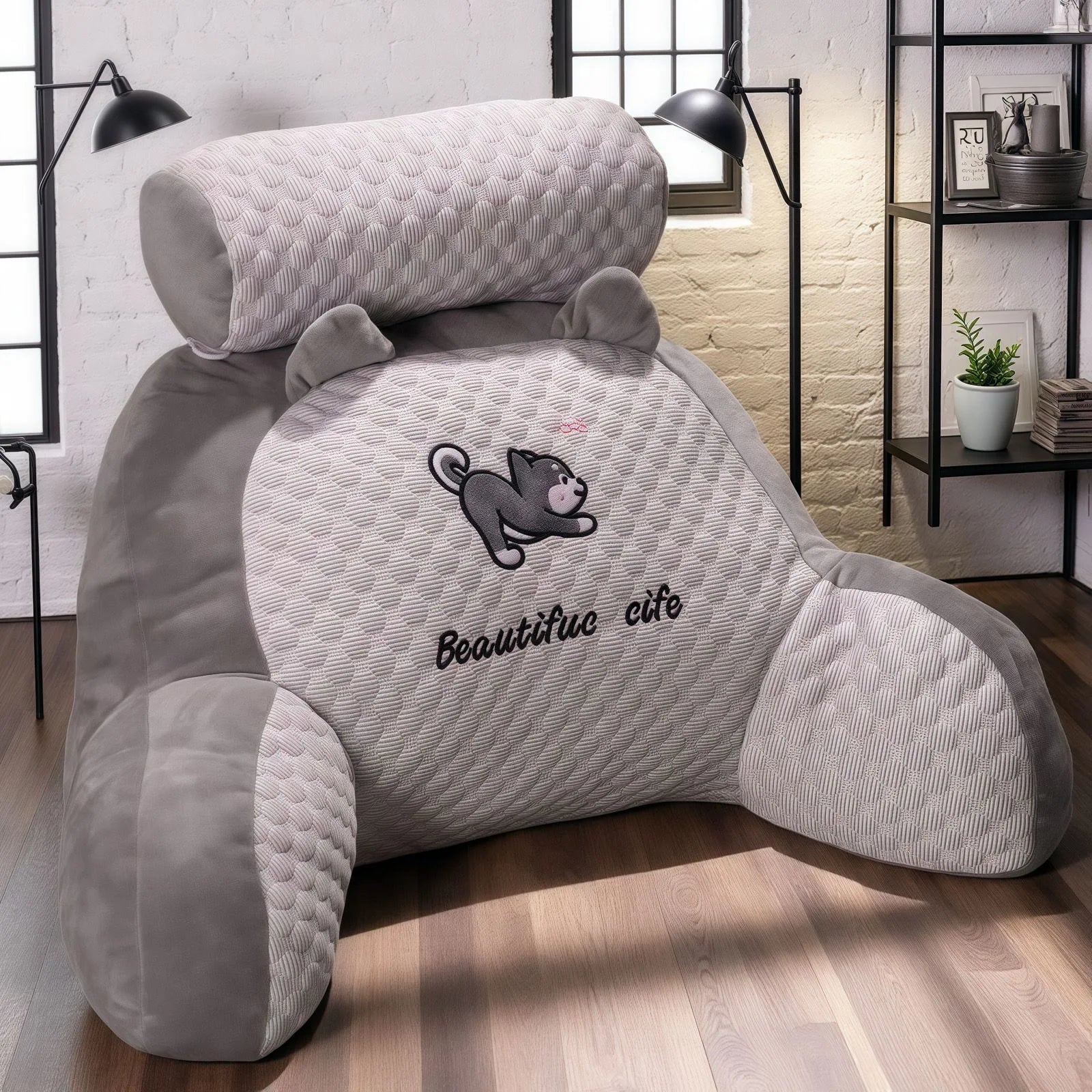 Adjustable Reading Pillow – Ergonomic Back Support Cushion for Bed, Sofa & Floor (1pc, Gray) - Image 9