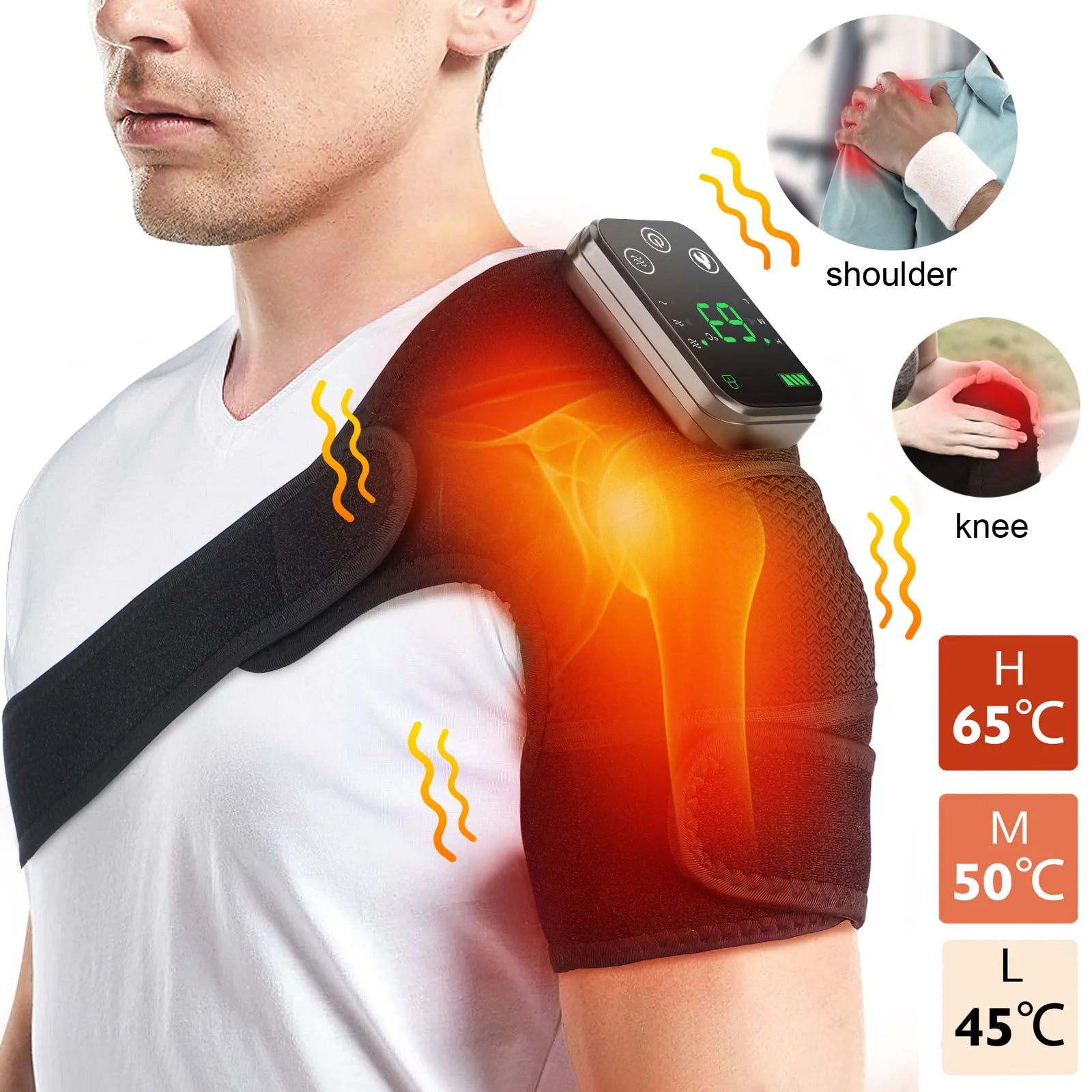 3-in-1 Heated Knee Massager – Wireless Massage Belt for Knee, Shoulder & Elbow