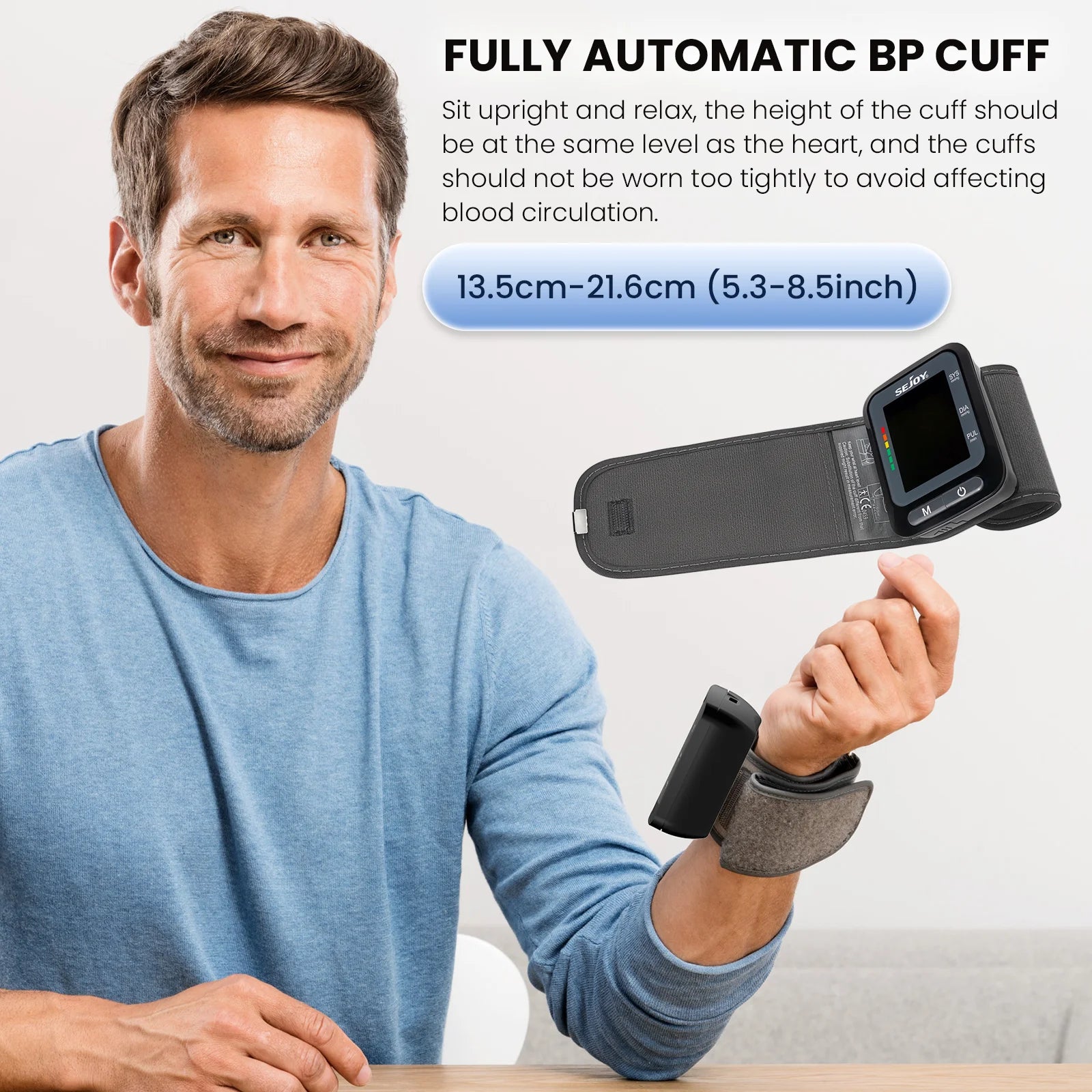 SEJOY Electronic Wrist Blood Pressure Monitor – Automatic Digital Sphygmomanometer - Image 4